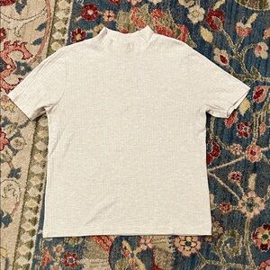 Basic Editions Beige Mock Neck Top